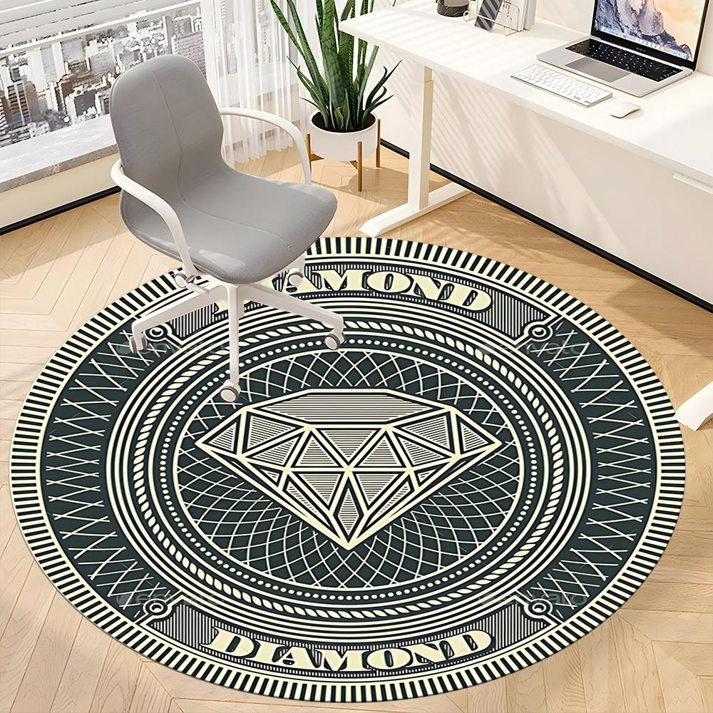 1pc Diamond Jewelry Chair Carpet for Office, Round Polyester Mat, Indoor Decor for Office, Easycare Fabric, Washable Non-slip Area Carpet