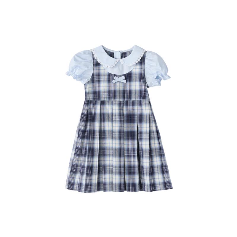 Desha Girls  School Style Black Plaid Dress 100