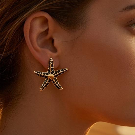 1 Paio di Orecchini a Stella Marina da Donna, Orecchini a Bottone Stella Marina Boho Beach, Accessori Gioielli a Tema Estate per Vacanze