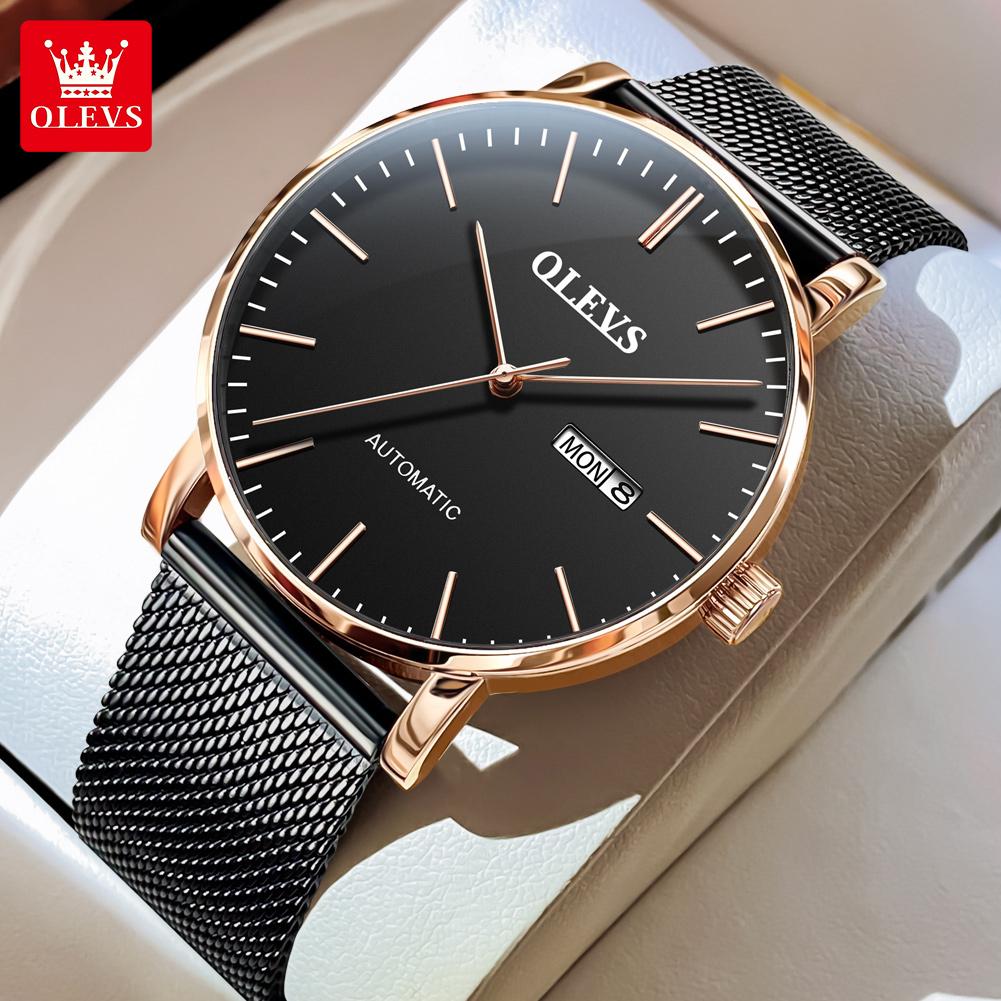 OLEVS Men's Watches Simple Casual Original Automatic Mechanical Wristwatch for Man Self-winding Movement Waterproof Luminous New