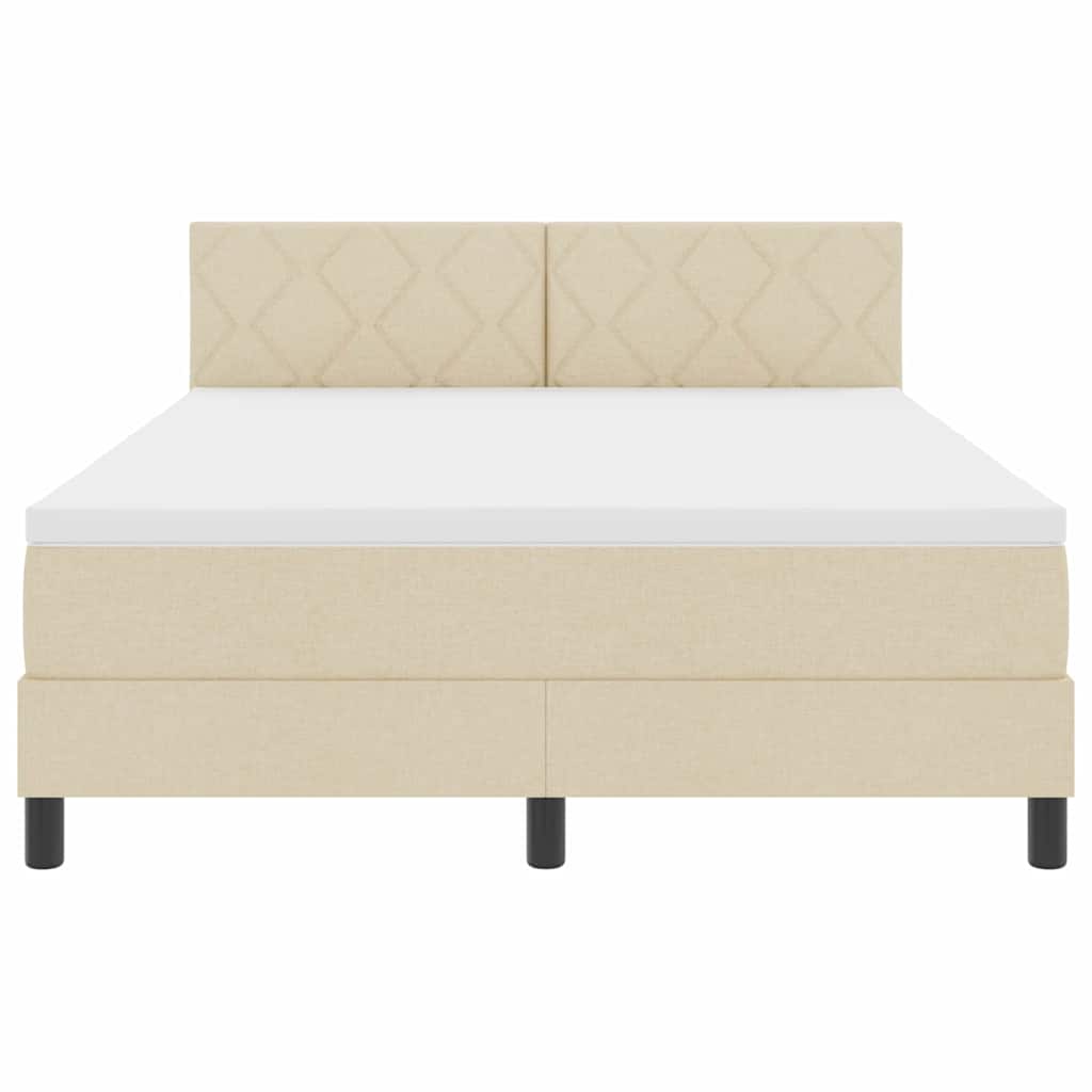 Box Spring Bed with Pillow and Headboard Cream 160 x 200 cm Fabric