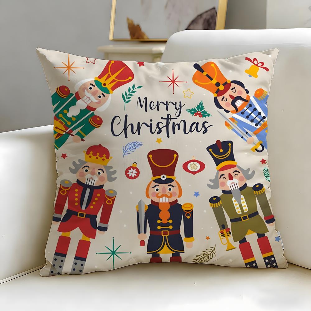 classic theme Nutcracker Soldier Cushion Cover Soft EasyWash Pillow Case Versatile for Couch Bed Travel and Office