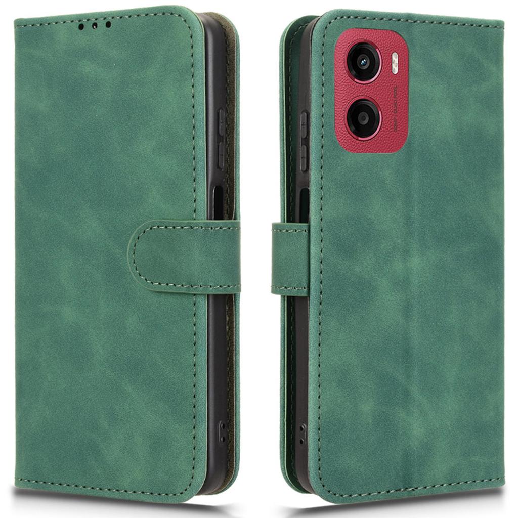 For Motorola Moto G05 4G Lærveske Hudfølelse Anti-fall Lommebok Flip Telefondeksel