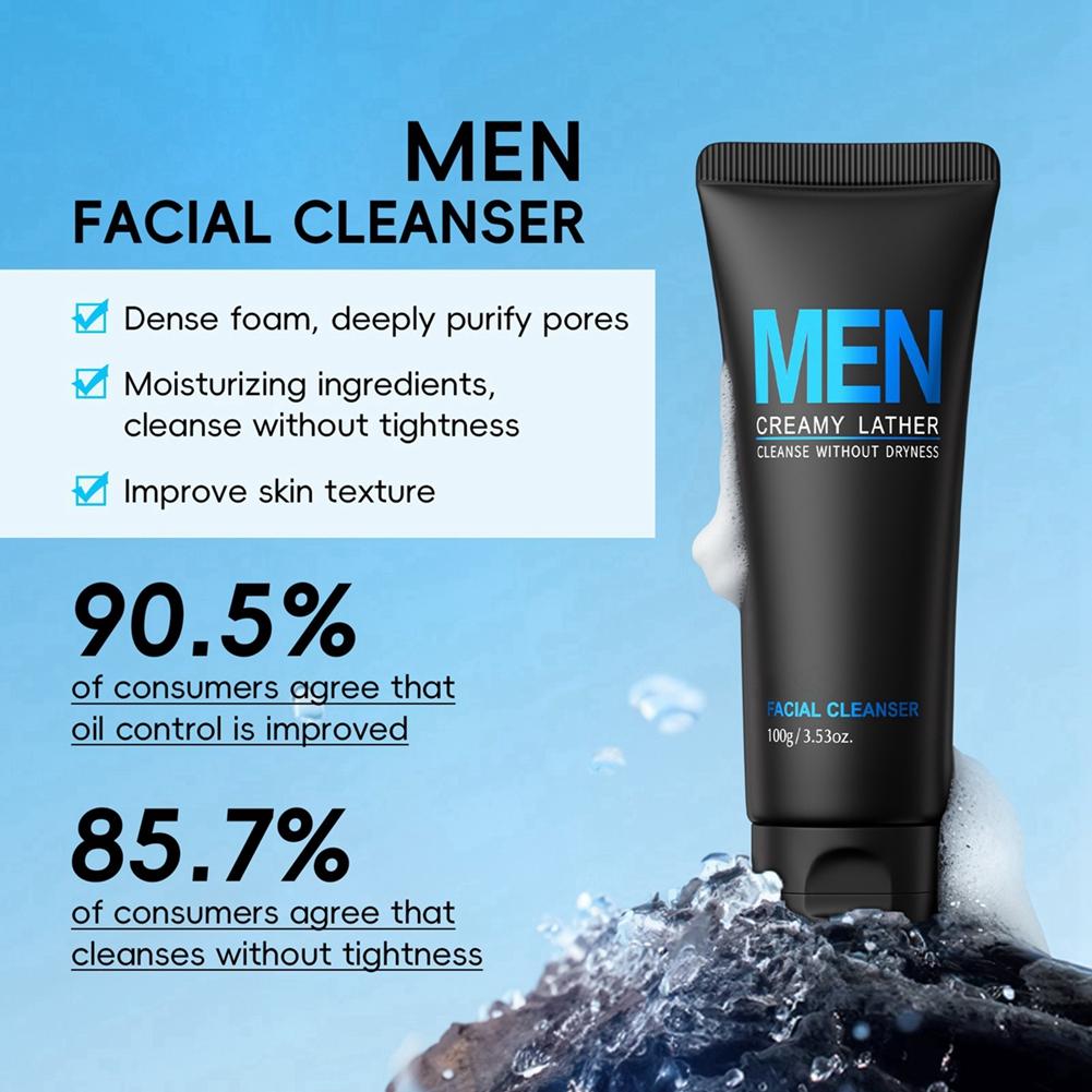 Men's Daily Skincare Set Facial Cleanser Toner Cream 3 In 1 Grooming Set