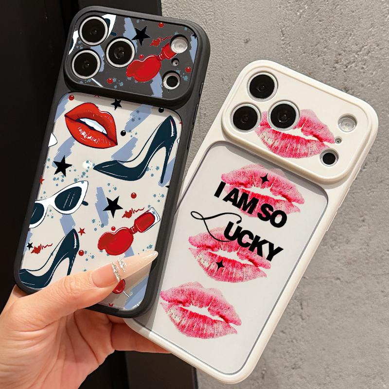 Fashion Lips Heels Print Case For iPhone 17 Pro Max For iPhone 16 15 14 13 Pro Max Luxury Hybrid TPU+PC Clear Back Hard Cover