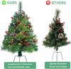 2 Pack 30' Pre-Lit Artificial Christmas Trees with Lights, Battery Operated, for Porch, Yard, Driveway, Red Ornaments