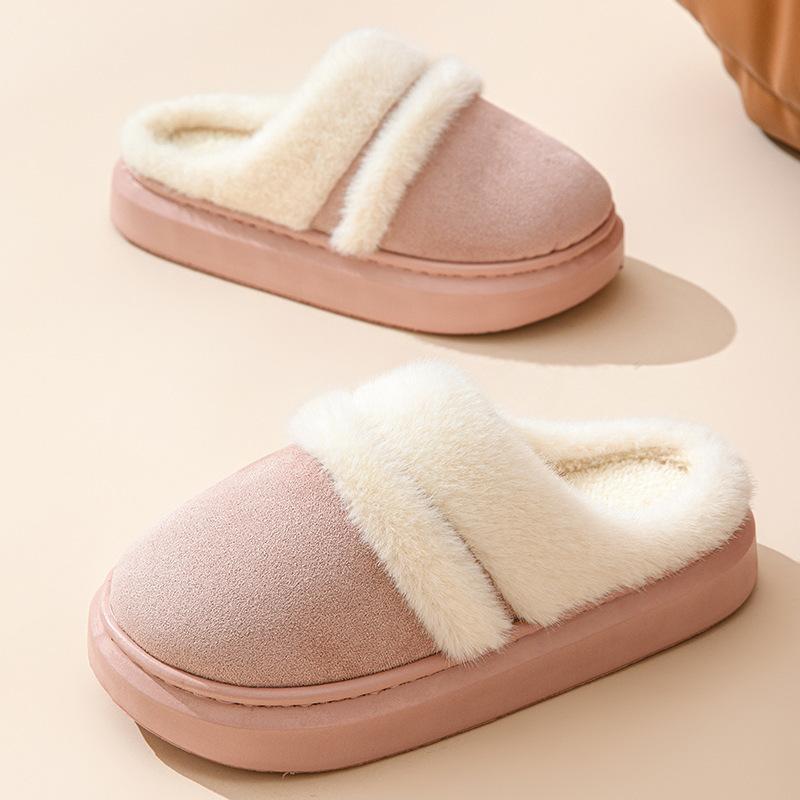 Cotton slippers autumn and winter 2025 new home indoor thick bottom plush couple household cotton drag winter
