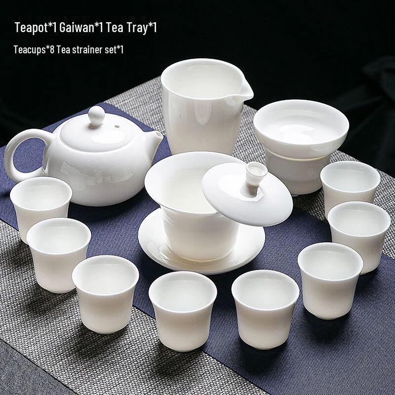 Jiakangming Mutton Fat Jade White Ceramic Kung Fu Tea Set