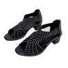 Fashion 2025 Summer New Peep Toe Women's Cover Heel Sandals Outdoor Crystal Back Zip Chunky Heels Sandal for Retro Daily Office & Career