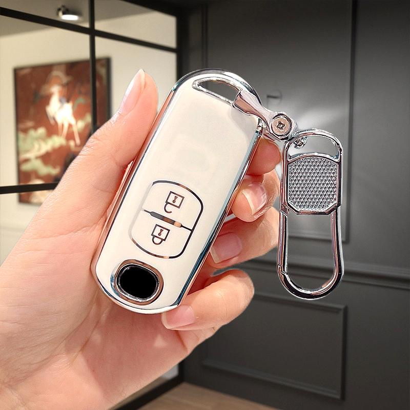 Silver Edge Tpu Car Key Case Keyless Shell Fob For Mazda Cx-3 Cx3 Cx-5 Cx5 Cx7 2 3 5 6 Bl Bm Gj Atenza Axela Demio Cx-9 Cx8