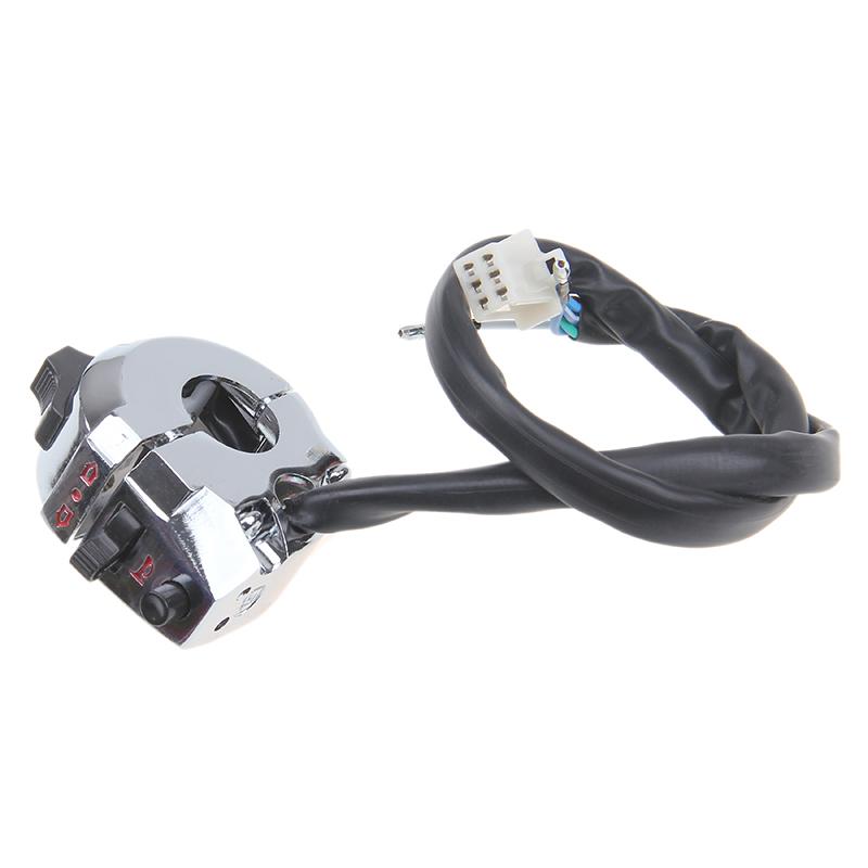 Chrome Motorcycle Handlebar Switch 7/8 Left Side Control Horn Turn Signal Headlight Dimmer Switch for Honda Yamaha