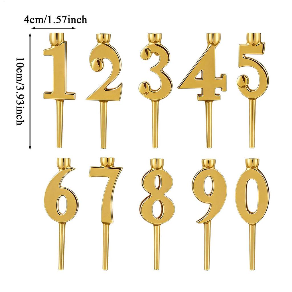Reusable Birthday Cake Candle Holders 11 Pieces 1-9 Decorations Metal Number Candle Holders for Family Students Adults Men Women