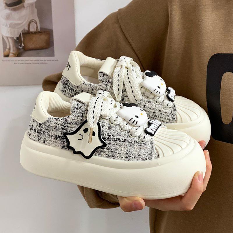 

Весенний взрыв уродливые милые большие головы маленькие белые туфли детские на платформе 2025 новые повседневные универсальные спортивные туфли для детей среднего и старшего возраста 40 бежевый