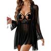 Avidlove 3 Piece Women Lingerie Set Mesh Babydoll Lace Robe With Lace Thong | 3-Piece Lingerie Set With Hollow Babydoll,Mesh Robe And Thong. Perfect