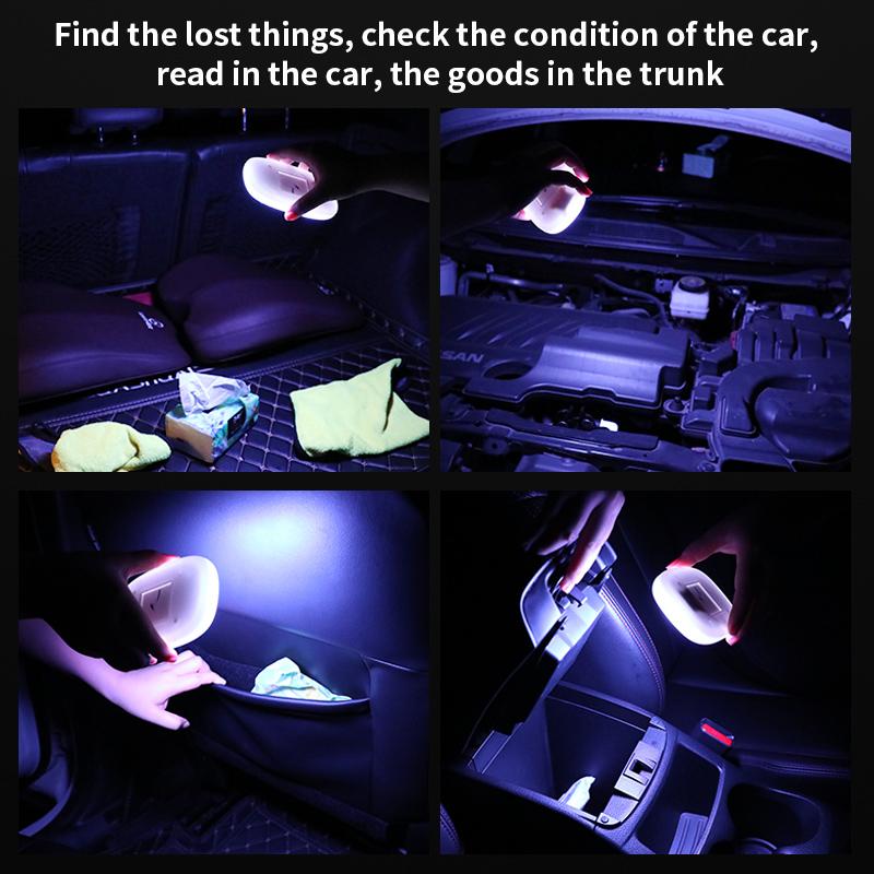 2023 LED Car Reading Light Car Trunk Ceiling Trunk Light Ceiling Light USB Rechargeable Signal Lamp Car Accessories
