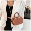 Bolsa de corrente oval premium Hundred para meninas, mini bolsa de mão simples, bolsa de mão com trava para mulheres, bolsa de ombro