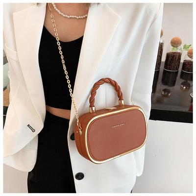 Premium Hundred Oval Box Kette Tasche Mädchen Mini Mode Einfache Handtasche Damen Schloss Umhängetasche Schultertasche