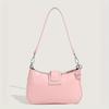 Y2K Style Small Shoulder Bag with Magnetic Closure, Polyester Lining, Chain Strap, Punk-Inspired Design, Pastel Pink Color
