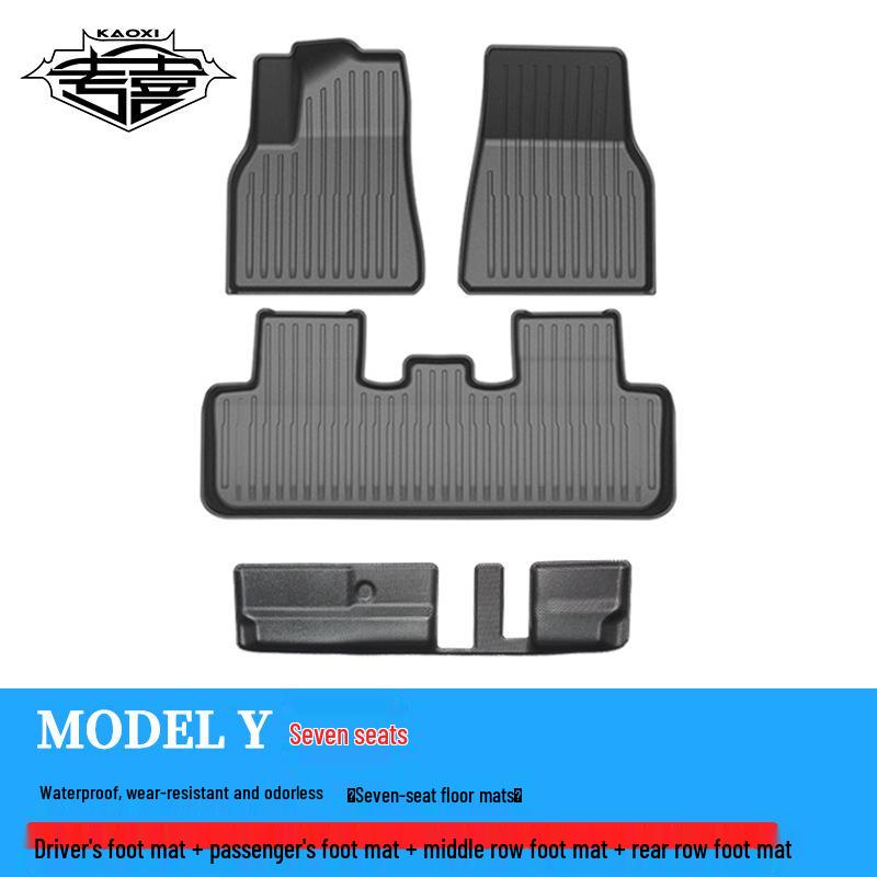 2022 Tesla Model Y TPE Non-Slip Wear-Resistant Foot Pads: 5/7-Seat Front & Rear Trunk Mats