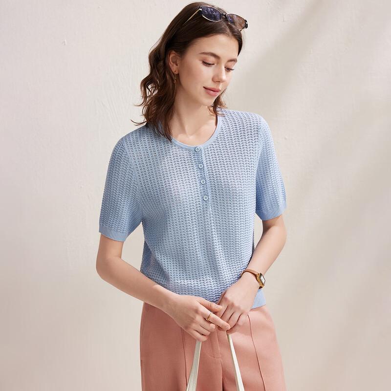 Zhaojun Damen Lyocell Tencel Strick Kurzarm Top