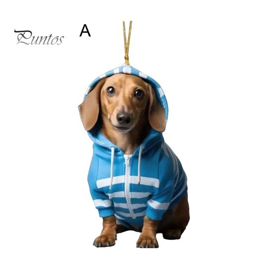 Acrylic Dog Car Pendant Ornament Cute Christmas Car Charm Festive Hanging Ornament for Trees Windows Doors