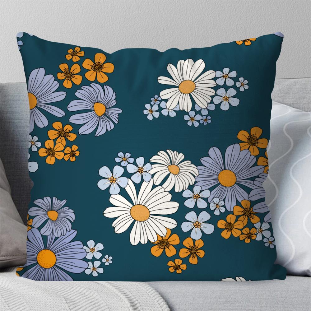 1pc Daisy Fresh Style Pillow Case Square Pillow Bedroom Sofa Leisure Comfort Cushion Car Living Room Home Decoration 40X40