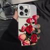 Big red rose Apple 16promax mobile phone case is suitable for iPhone15/14/13 ultra-thin colored silver 12xr16.