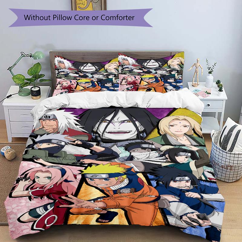 Naruto Friends Print 3Pcs Bedding Setduvet Cover With 2 Bedropillowcase Home Birthday Gift