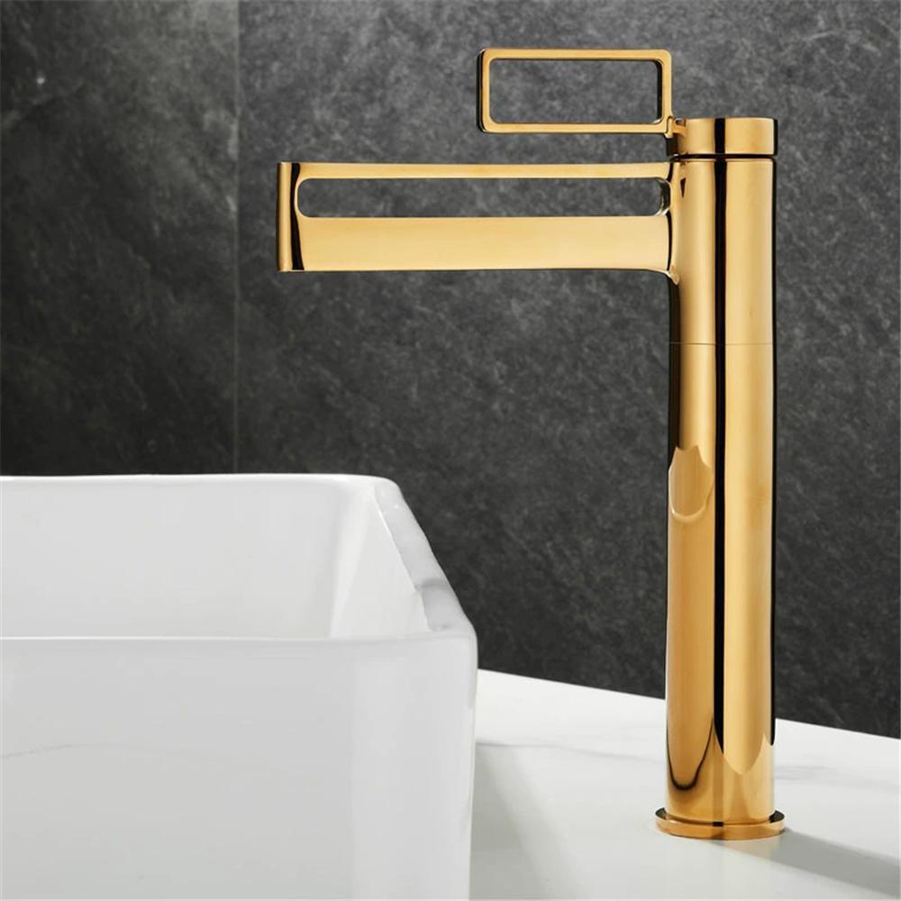 Gold Bathroom Faucet Hot & Cold Black Basin Faucets Brass Bathroom Sink Faucet Deck Mounted Lavotory Faucet Mixer Water Tap