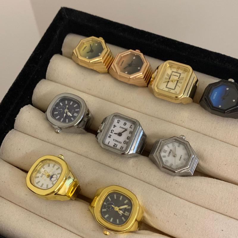Ring Watch Selling Mini Finger Watch Creative Alloy Shell Finger Square Dial Couple Men And Women