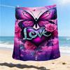 1pc Butterfly Love Heart Roses Throw Blanket Polyester Fiber, Lightweight Flannel, Soft & Warm, All Season Use for Outdoor, Camping