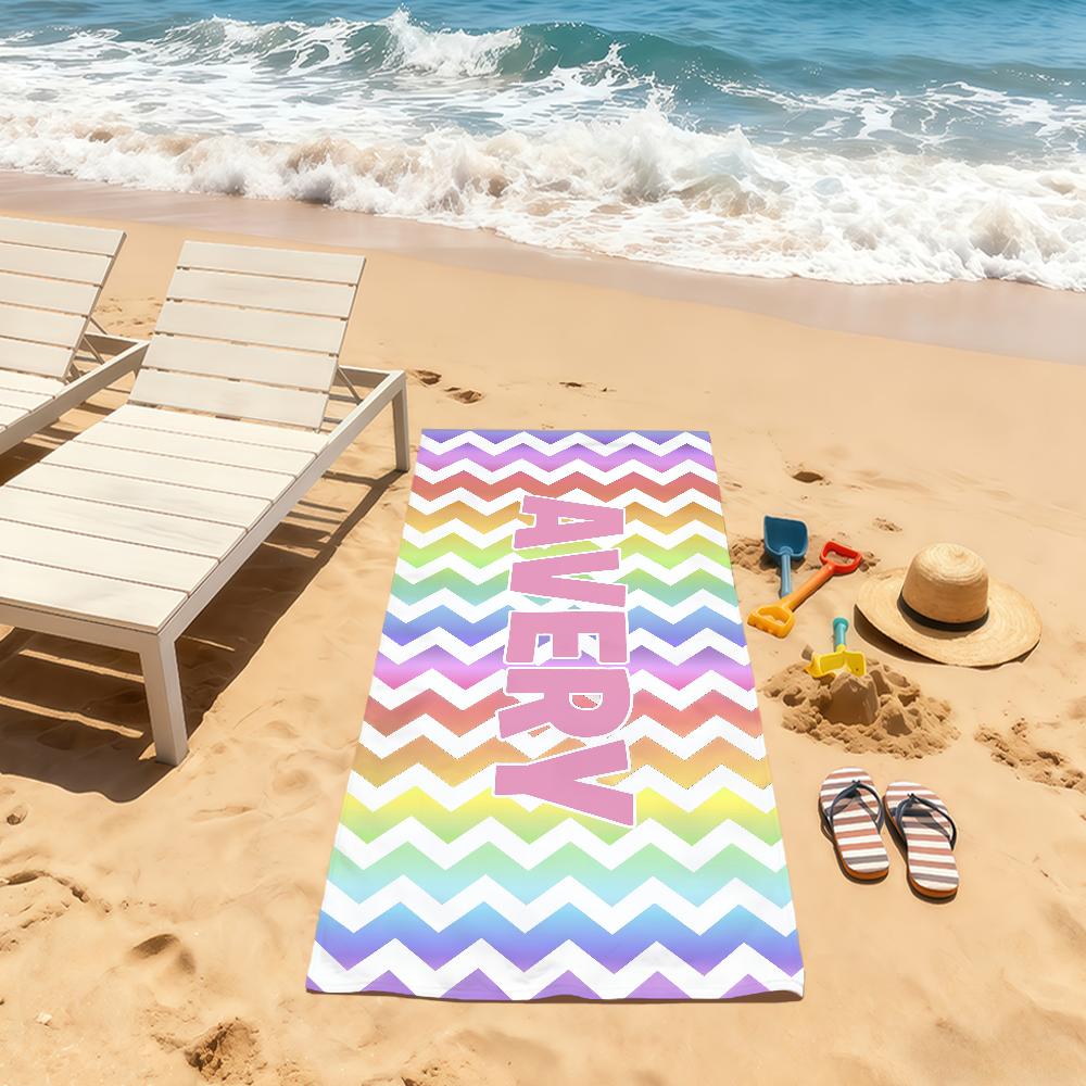 Onda Colorida arte Meninas Toalha macia Personalizada impressa Toalhas de Praia Viagem natação Férias de Verão Férias banho Piscina Acampamento Presente