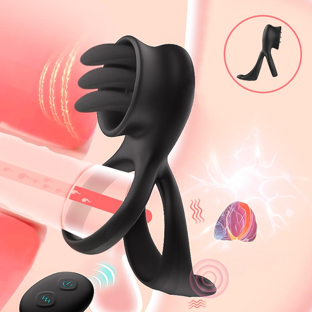 Wireless Remote Control Dual Vibrating Cock Ring Dick Penis Ring Cockring Adult Sex Toys for Men Cunnilingus back court