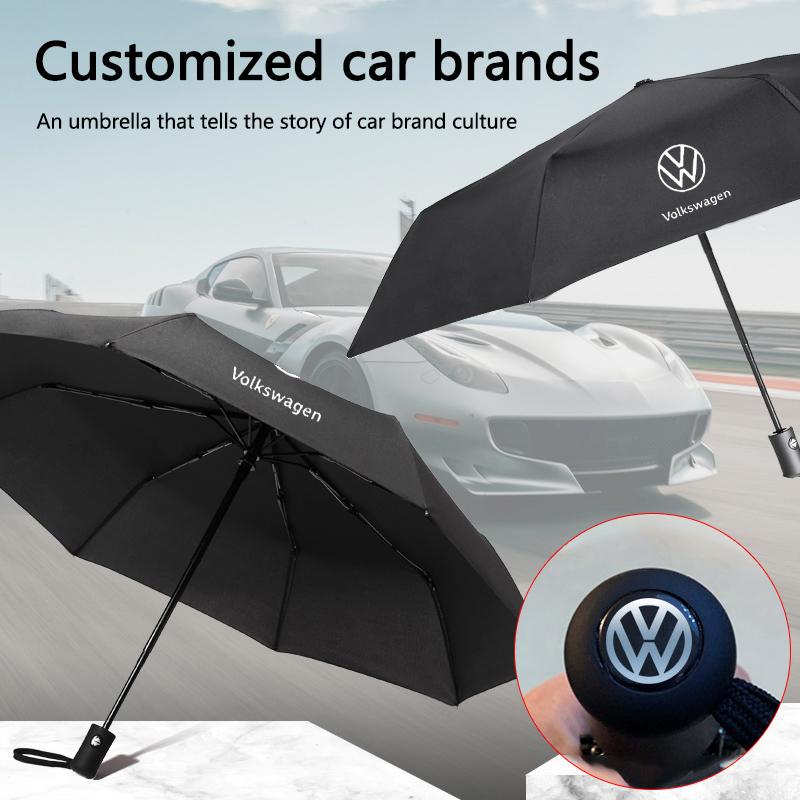 For Volkswagen VW Car Logo Automatic Folding Windproof Sunshade Umbrella For VW Polo Bora Sagitar Golf Passat Touareg Tiguan Sharan Lavida T-CROSS