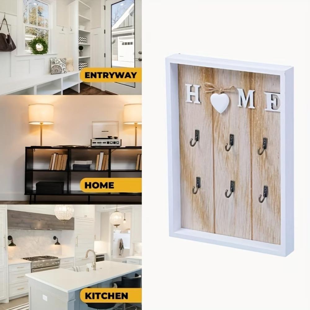 Wall Mount Wooden Key Holder Rustic Cabinet Key Rack Wall Decor Key Hook Bedroom