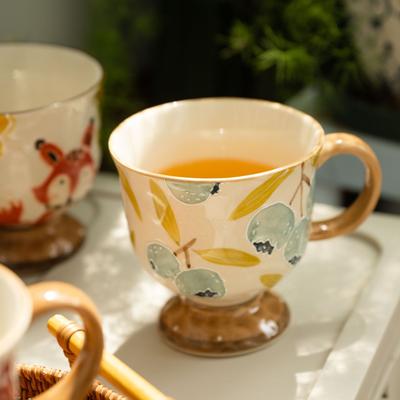 Chinese Style Ceramic Large Capacity Mugs Strawberry Cups  Lemon Cups  Household Water Cups Office Milk Cups  Drinking Cups