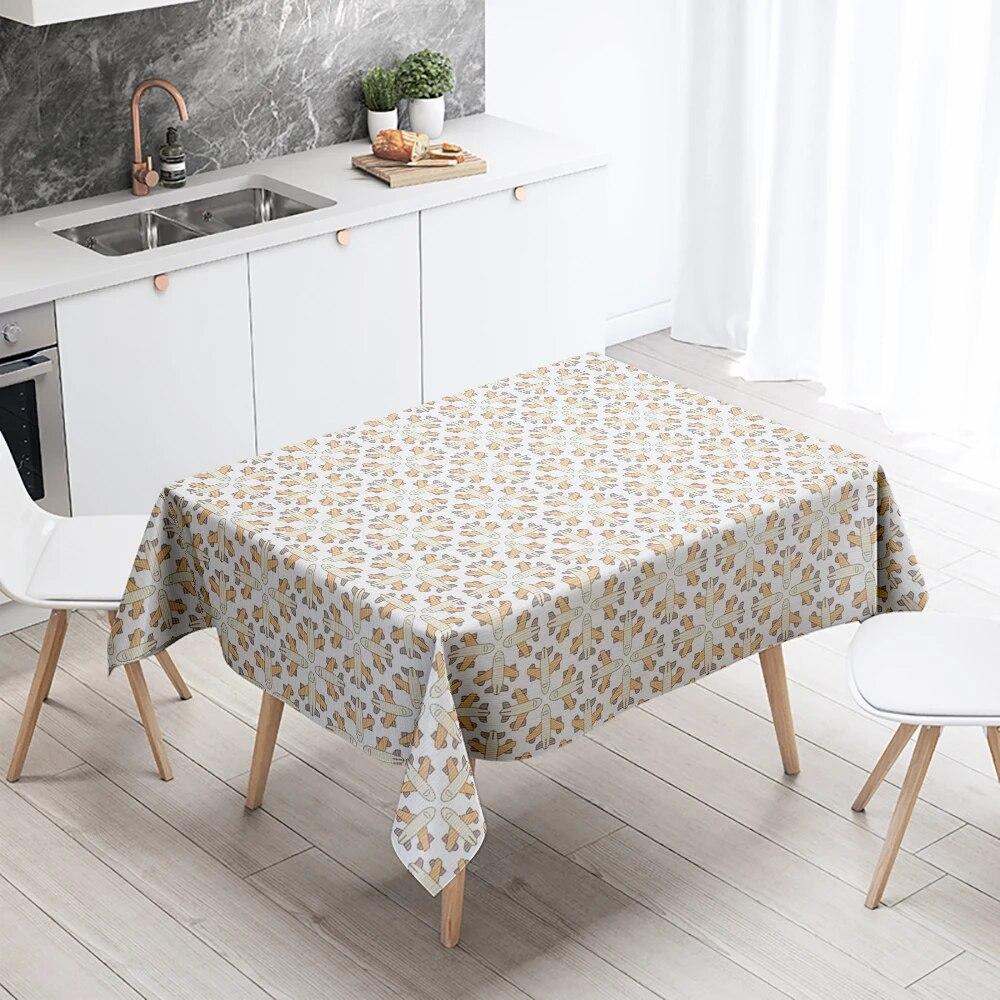 Cartoon Floral Tablecloth Home Decor Anti-Stain Waterproof Table Decoration Rectangular Kitchen Fireplace Countertop