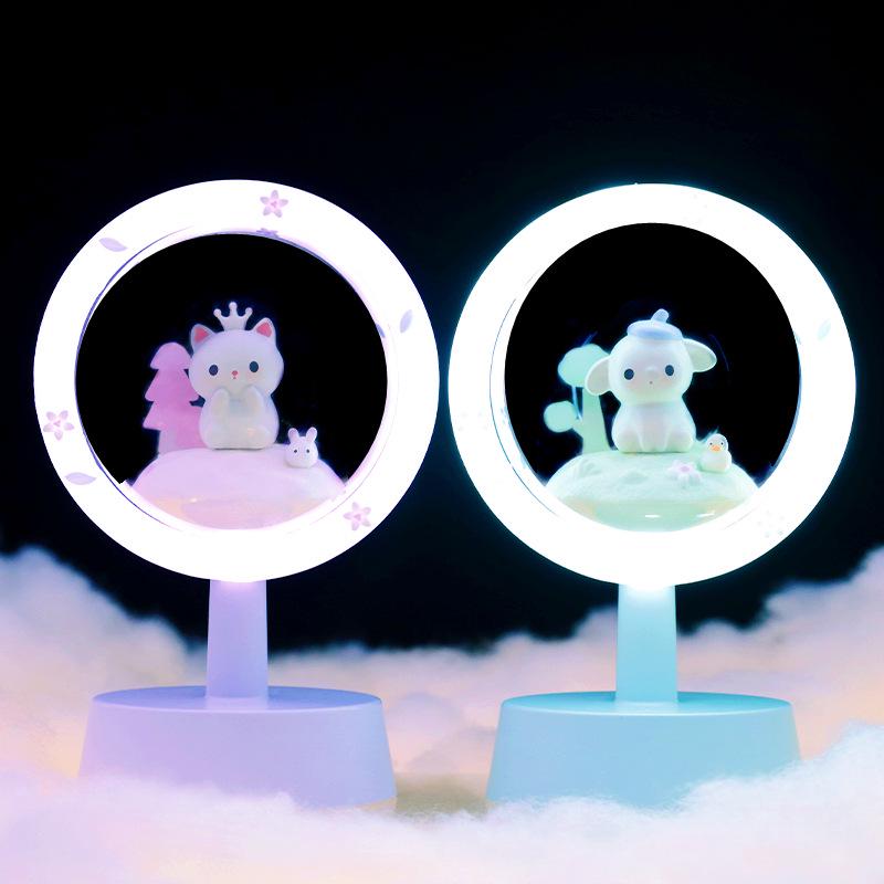 Student Desk USB Touch Night Light - Eye Protection, Cute Pet Design, Milk Star Light, Rechargeable Bedside Lamp