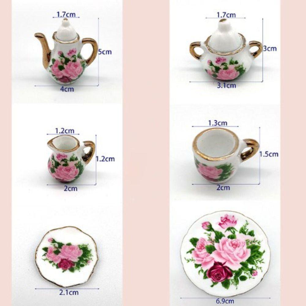 9 stiler Kina Tekopp Mini Dukkehus Flaskesett for 1/6 BJD Dukke/for 1,5" Barbie Dukke/Blythe Dukke