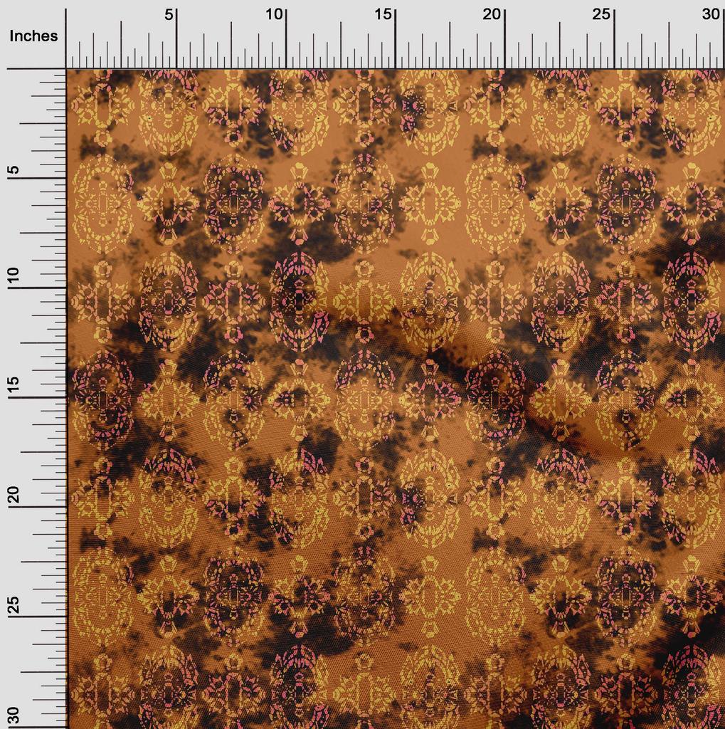 oneOone Cotton Flex Brown Fabric Batik Fabric For Sewing Printed Craft Fabric By The Yard 40 Inch
