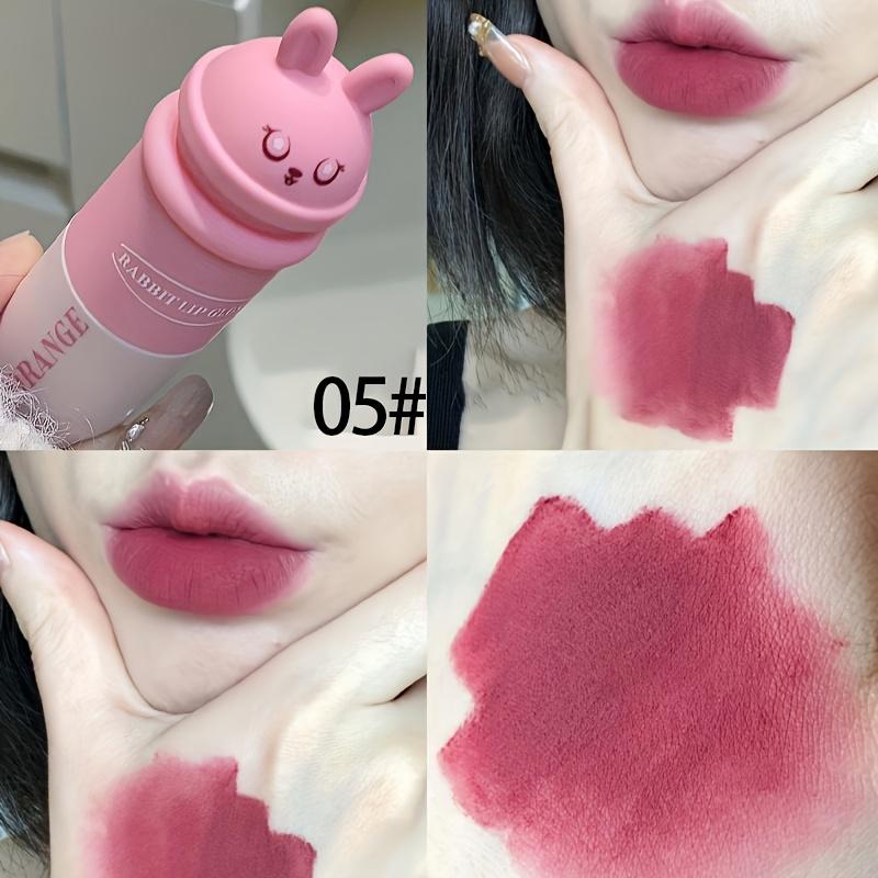 Cute Rabbit Matte Lip Gloss, Soft Mist Velvet Lip Tint, Long Lasting Non Drying Lip Makeup, 6 Shades Airy Creamy Lip Stain for Women Daily Cosmetics