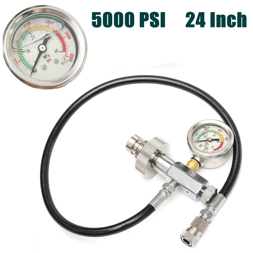 PCP Air Fill Station Filling Adaptor for 5000psi Paintball Air Rifle SCBA Paintball HPA Tank with 24" Hose Black+Silver