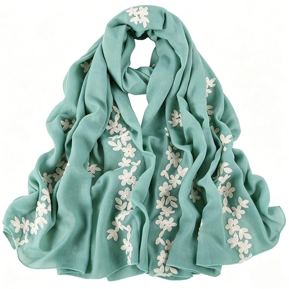 Large Floral Embroidery Scarf Flower Embroidered Long Scarf Wrap Women Scarf Wrap  Daily Outfit
