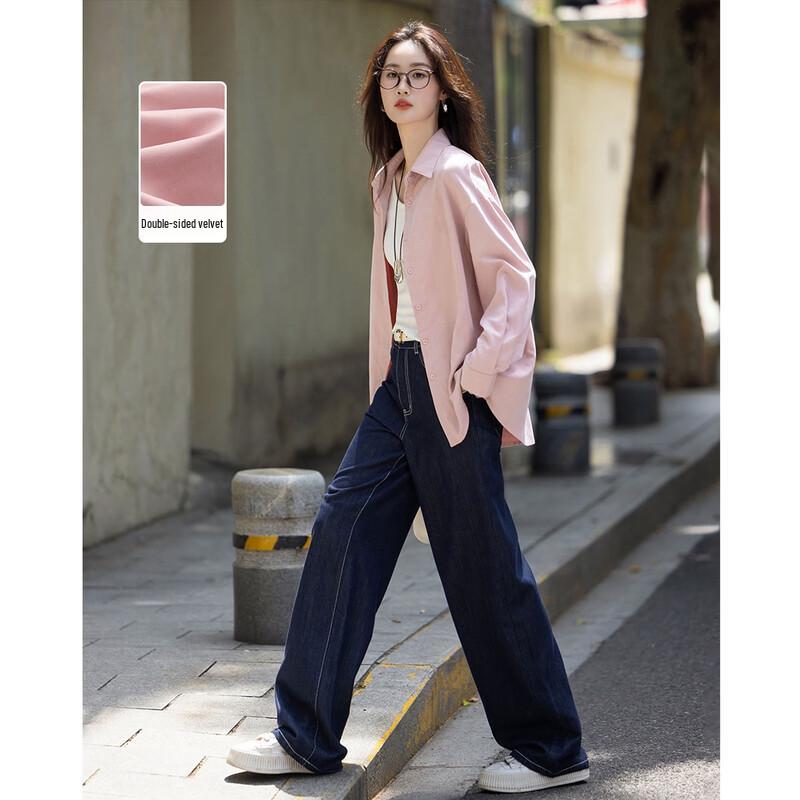 Demana Double-Sided Velvet Loose Commuter Shirt M