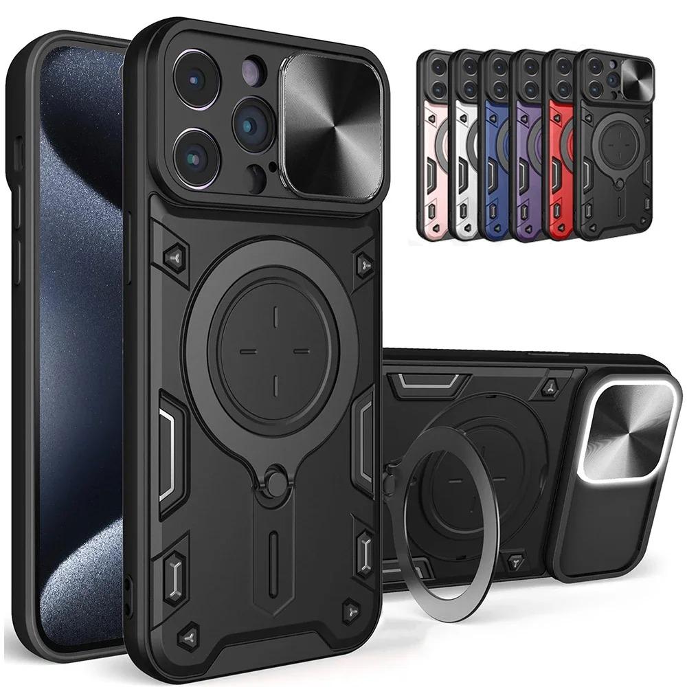 Protective Case with 360 Degree Rotating Kickstand Ring, for iPhone 15, 14, 13, 12, 11 Pro Max, 15 Plus, Poly XS, 8, 7