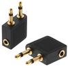 Dual 3.5mm Male to Female Airplane Headphone Adapter Gold Plated Stereo 3.5mm AUX Splitter Airline Audio Converter