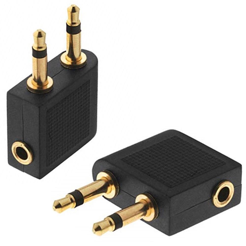 Dual 3.5mm Male to Female Airplane Headphone Adapter Gold Plated Stereo 3.5mm AUX Splitter Airline Audio Converter