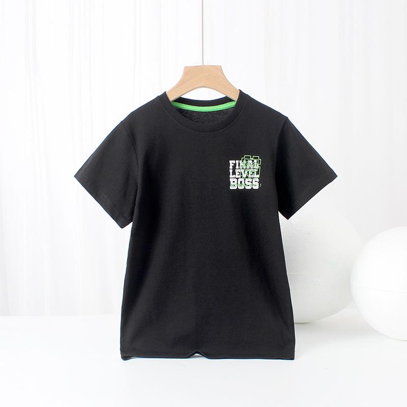 

Летняя спортивная футболка с коротким рукавом для мальчиков в корейском стиле, дышащая 150 cm чёрный