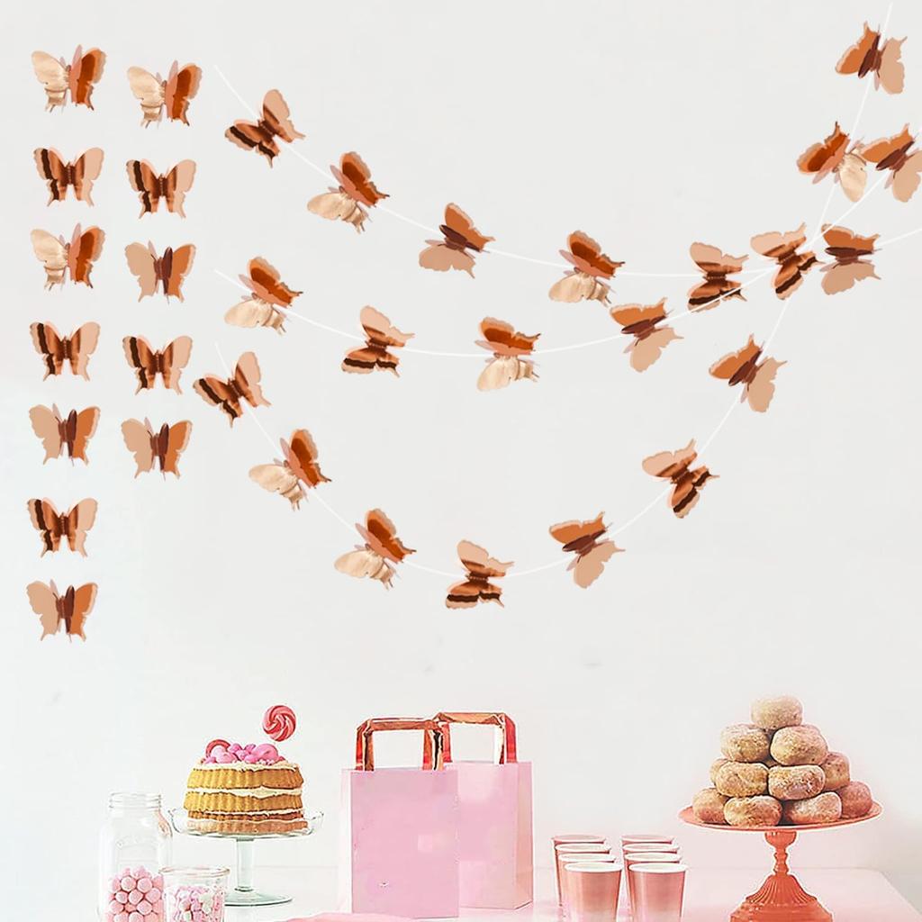 BEISHIDA 5Pcs Purple Lavender Butterfly Paper Garland Hanging Decorative Banner for Halloween Home Ceiling Decor Birthday Party Baby Shower Wedding