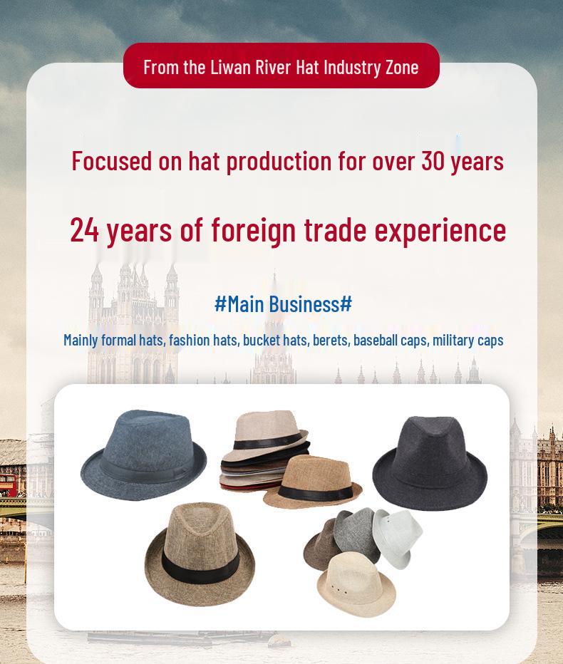 Unisex British Retro Fedora Short-Brim Round Crown Hat with Sun Protection